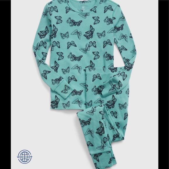 Kids 100% Organic Cotton Butterfly Graphic PJ Set size 18-24 months